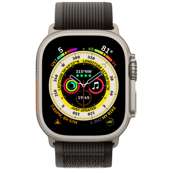 Apple Watch Ultra 49 mm Titanium Case with Black/Gray Trail Loop